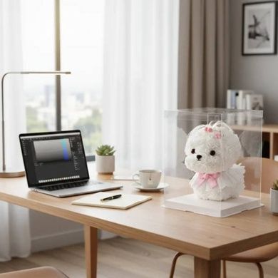 Сувенир подарочный Мальтийская Болонка из роз 24*24*30см KR-22 Белая