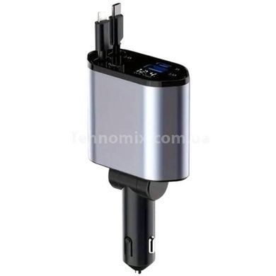Зарядний пристрій зі шнурами та USB у прикурювач автомобіля QC 3.0 PD Чорне