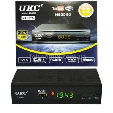 Тюнер цифровой DVB-T2 с поддержкой WiFi адаптера UKC T2-0968 Черный