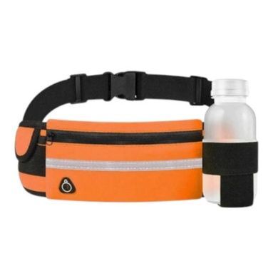 Сумка для бега на пояс RunningBag с карманом на бутылку Оранжевая