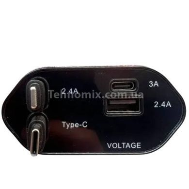 Зарядний пристрій зі шнурами та USB у прикурювач автомобіля QC 3.0 PD Чорне