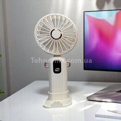 Вентилятор ручний акумуляторний з екраном 18см N1566 Білий