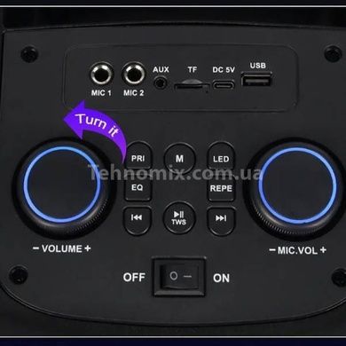 Бездротова колонка з RGB підсвічуванням 40Вт Bluetooth, AUX, USB SPS ZQS8255 Чорна