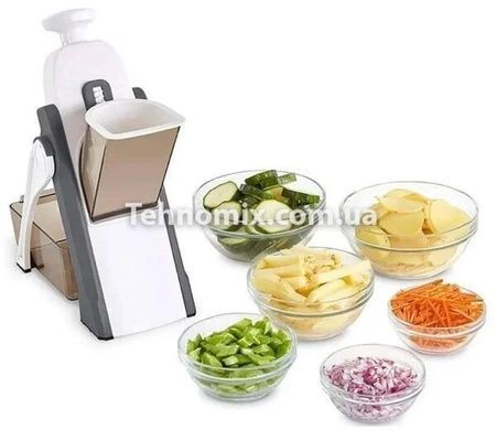 Измельчитель овощей SAFE SLICE MANDOLINE Ручная овощерезка с контейнером Серый