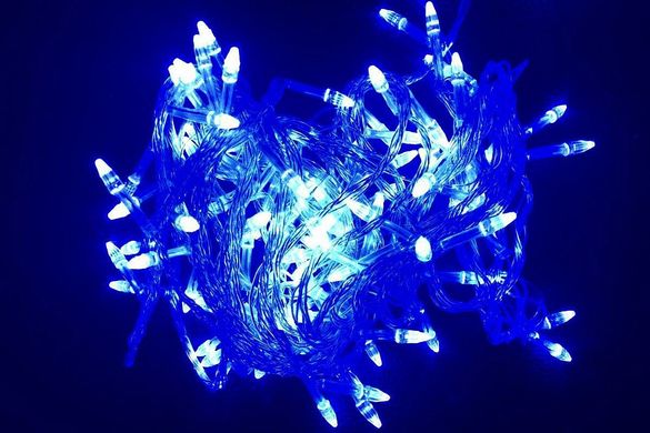 Гірлянда Нитка LED 100, синій, білий провід
