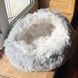Лежанка з капюшоном для котів та собак дрібних порід ⌀44см Pet sleeping bag AND 5662 Сіра з білим