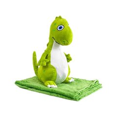 Мягкая игрушка подушка + плед 156*120см 3в1 Динозаврик Зеленый