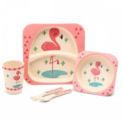 Набор детской бамбуковой посуды "Фламинго"