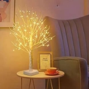 Нічник дерево, що світиться Береза ​​65см 32Led 3АА тепле світло Білий