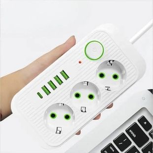 Мережевий фільтр подовжувач 3*220V +4 USB + Type-C 2м Power-Socket F09U Білий