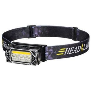 Ліхтар налобний з датчиком руху акумуляторний з магнітом YY-19С-5SMD+COB(white+yellow+red) Чорний