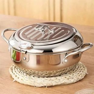 Фритюрниця з нержавіючої сталі з термометром та кришкою Fryer Pot 2,2л