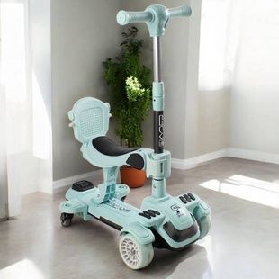 Самокат с козырьком от солнца и дополнительными колесами 5в1 Skyper BT-12240 Голубой