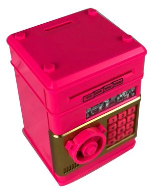Электронная копилка "Сейф банкомат" с кодовым замком и купюроприемником Розовый