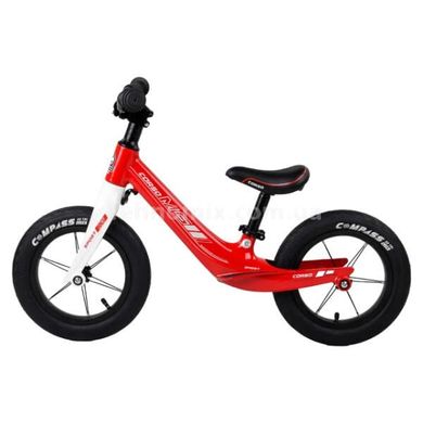 Велобег двухколесный, колеса 12" надувные, алюминиевый руль Corso Красный