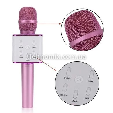 Портативний бездротової мікрофон караоке Q7 рожевий