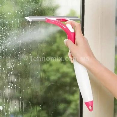 Щітка для миття вікон із пульверизатором (водозгін, стяжка) Economix Cleaning Рожева