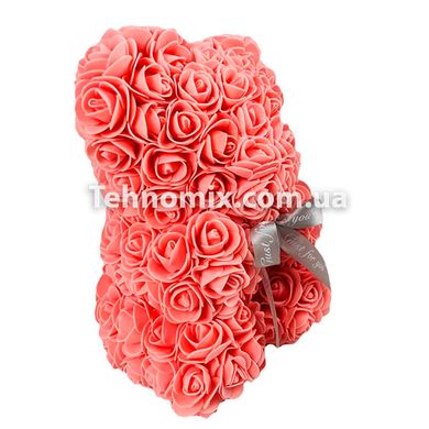 Мишка з 3D троянд Zupo Crafts 25 см пудровим + подарункова упаковка
