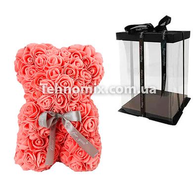 Мишка з 3D троянд Zupo Crafts 25 см пудровим + подарункова упаковка