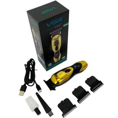 Тример акумуляторний з LED-дисплеєм та змінними насадками VGR V-227 GOLD Золотий