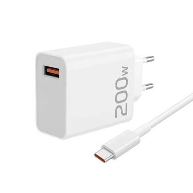 Зарядное устройство блок питания с кабелем USB- C 200W Белое