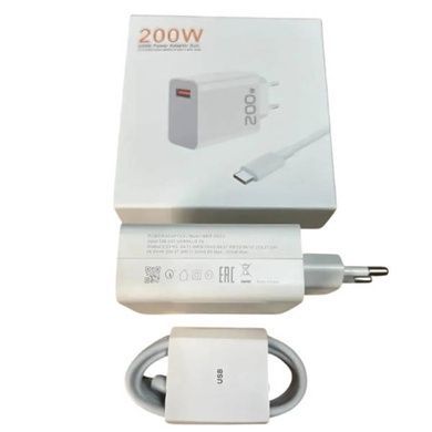 Зарядное устройство блок питания с кабелем USB- C 200W Белое