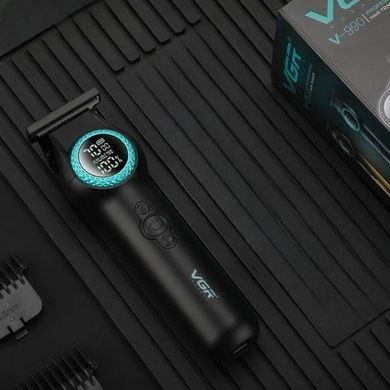 Триммер аккумуляторный с подсветкой, LED-дисплеем,3 насадки, керамическое лезвие, TURBO режим, регулировка мощности VGR V-990