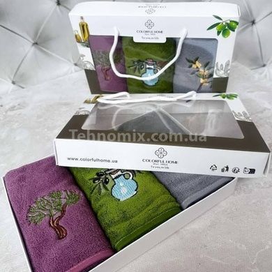 Набір 3 кухонних рушників із мікрофібри 25x50см у коробці Olive
