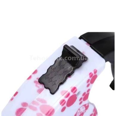 Повідець-рулетка 5м Retractable Dog Leash Білий з лапками
