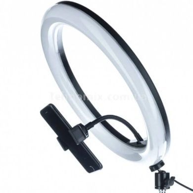 Лампа кольцевая светодиодная LED 20 см с зажимом и держателем для телефона LJJ20 USB Черная