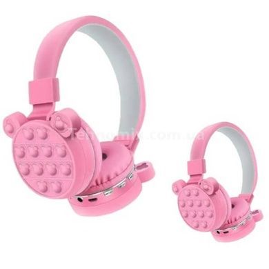 Беспроводные Bluetooth наушники антистресс Pop It LED CXT-806G Розовые