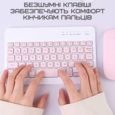 Клавиатура и мышь ультратонкая Bluetooth на аккумуляторе Розовая