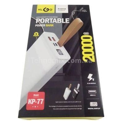 Power bank з дисплеєм 20000 mAh KLGO KP-77 Білий