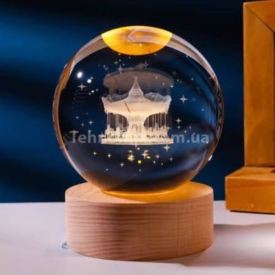 Шар акриловый светящийся Карусель 6см с подсветкой на подставке
