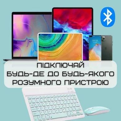 Клавиатура и мышь ультратонкая Bluetooth на аккумуляторе Бирюзовая