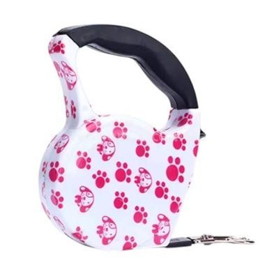 Повідець-рулетка 5м Retractable Dog Leash Білий з лапками