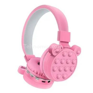 Беспроводные Bluetooth наушники антистресс Pop It LED CXT-806G Розовые