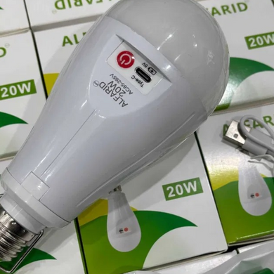 Лампочка светодиодная с аккумуляторами и крючком 2x18650 Alfarid 20w Белая