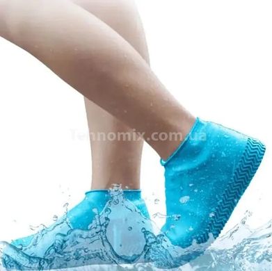 Силіконові водонепроникні чохли-бахили для взуття від дощу та бруду, розмір S Блакитні