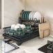 Сушарка для посуду металева дворівнева з тримачем для тарілок 42.5 x 29.5 x 17см BauTech Чорна
