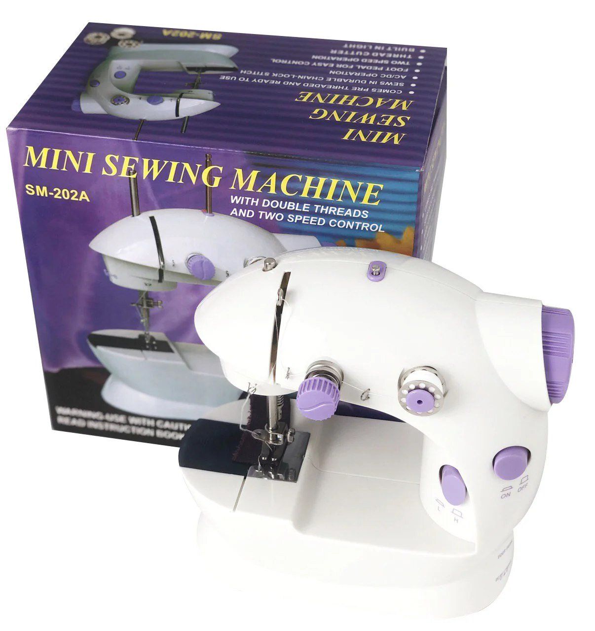 Швейная машинка портативная Mini Sewing Machine SM-202A с адаптером  фиолетовая