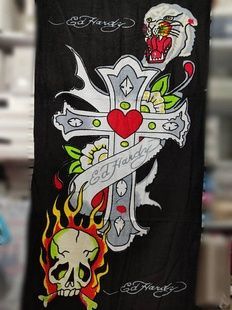 Рушник пляжний ED hardy 75х150см Велюр/Бавовна