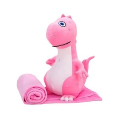 М'яка іграшка подушка + плед 156*120см 3в1 Динозаврик Рожевий