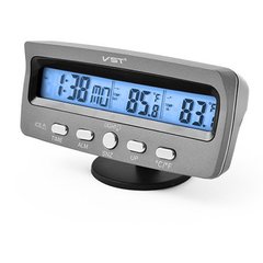 Автомобільні годинник з термометром VST 7045V Сірі