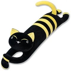 Іграшка-подушка чорна Кішка Батон у жовту смужку 90см