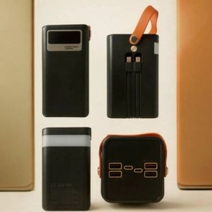 POWER BANK з ліхтариком та кабелями для заряджання пристроїв 80000MAH Чорний