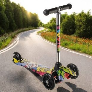 Самокат детский со светящимися колесами и регулируемой ручкой Хип Хоп Scooter Mini