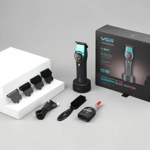 Тример з LED-дисплеєм та 4 змінними насадками VGR V-885T GREEN Чорний із зеленим