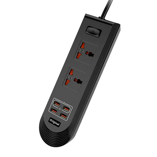 Удлинитель Remax BKL-08 2 Socket / 4 USB / Кабель 200см Черный