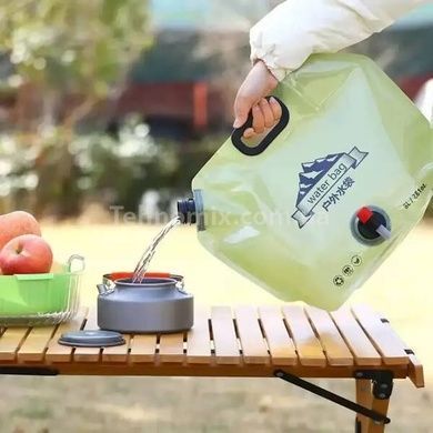 Емкость для воды складная многоразовая с ручкой и краном 8л water bag AND-1 Олива